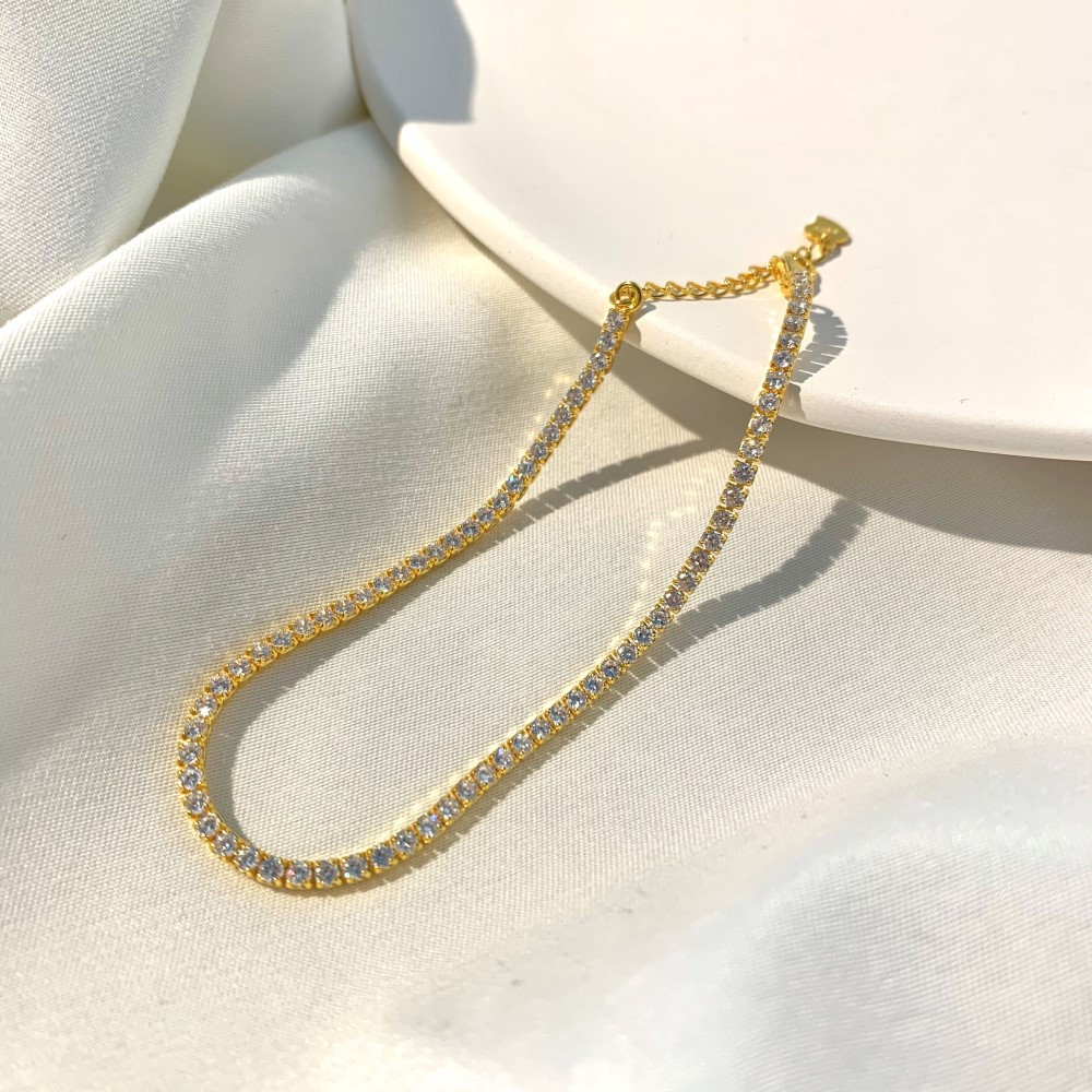 3mm Tennis Bracelet Gold Plated Sterling Silver