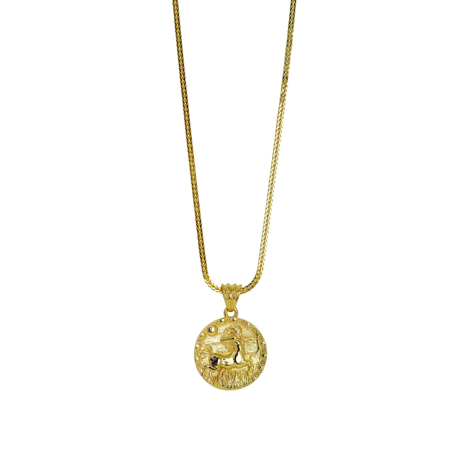 Sagittarius Zodiac Necklace – Gold Plated Sterling Silver Medallion