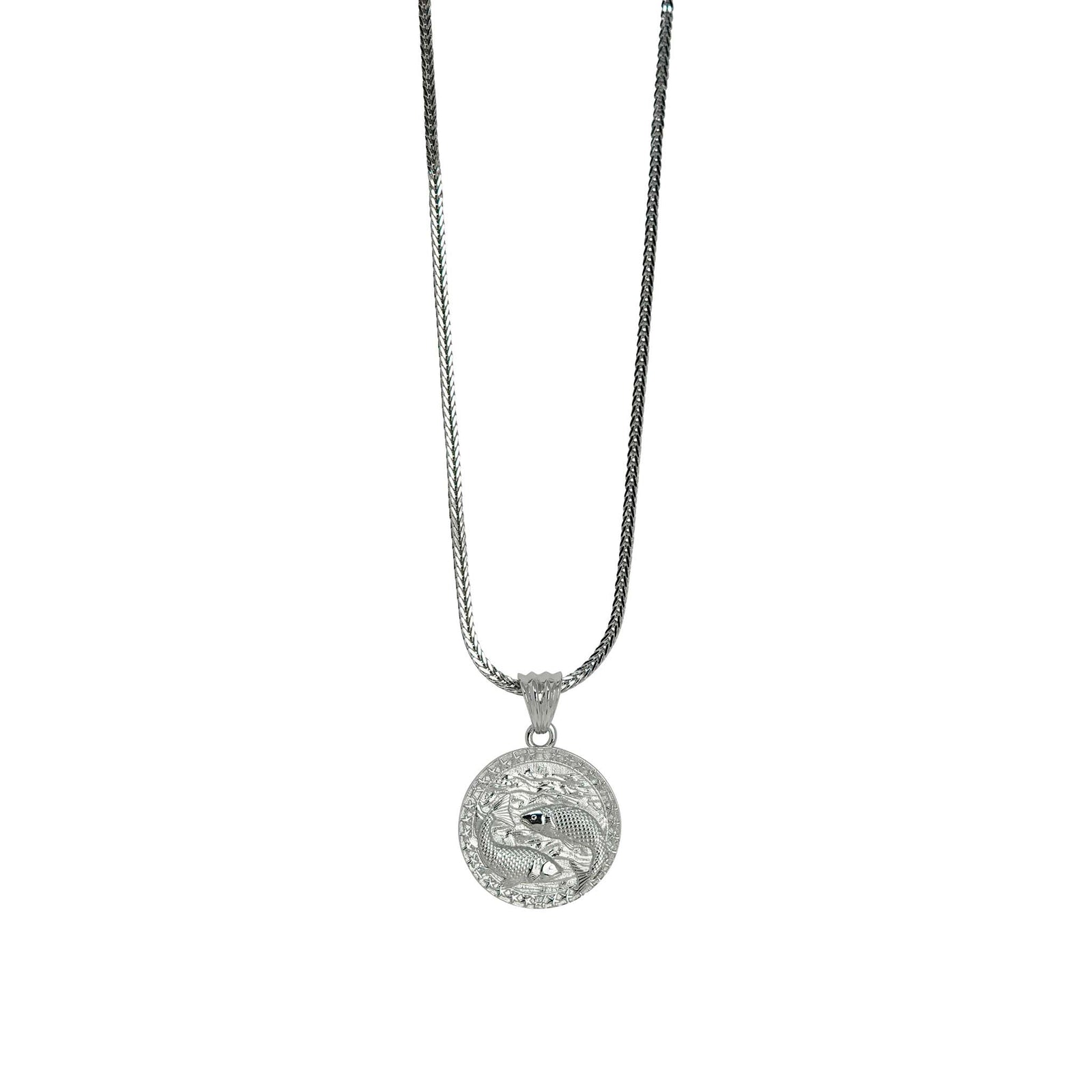Pisces Zodiac Necklace – Sterling Silver Medallion Pendant