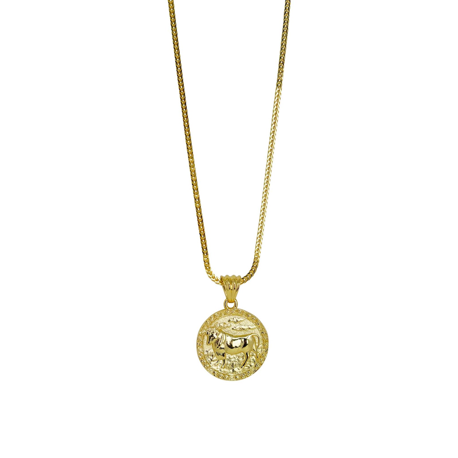 Taurus Zodiac Necklace - Gold Plated Sterling Silver Medallion