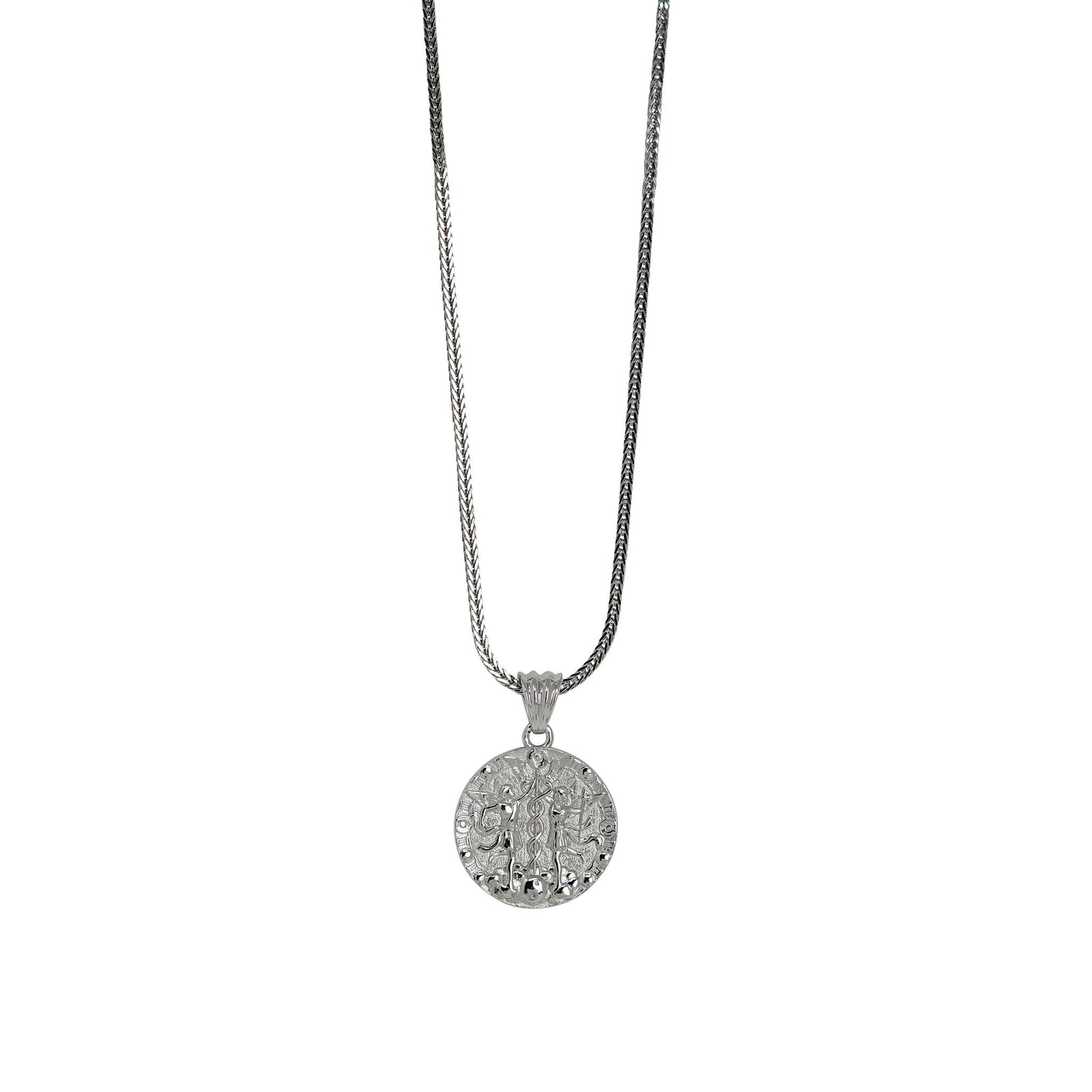 Gemini Zodiac Necklace – Sterling Silver Medallion Pendant