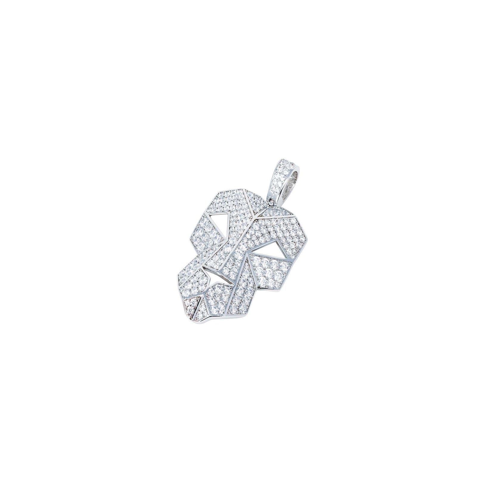 Iced Lion pendant 925 sterling silver plated with rhodium