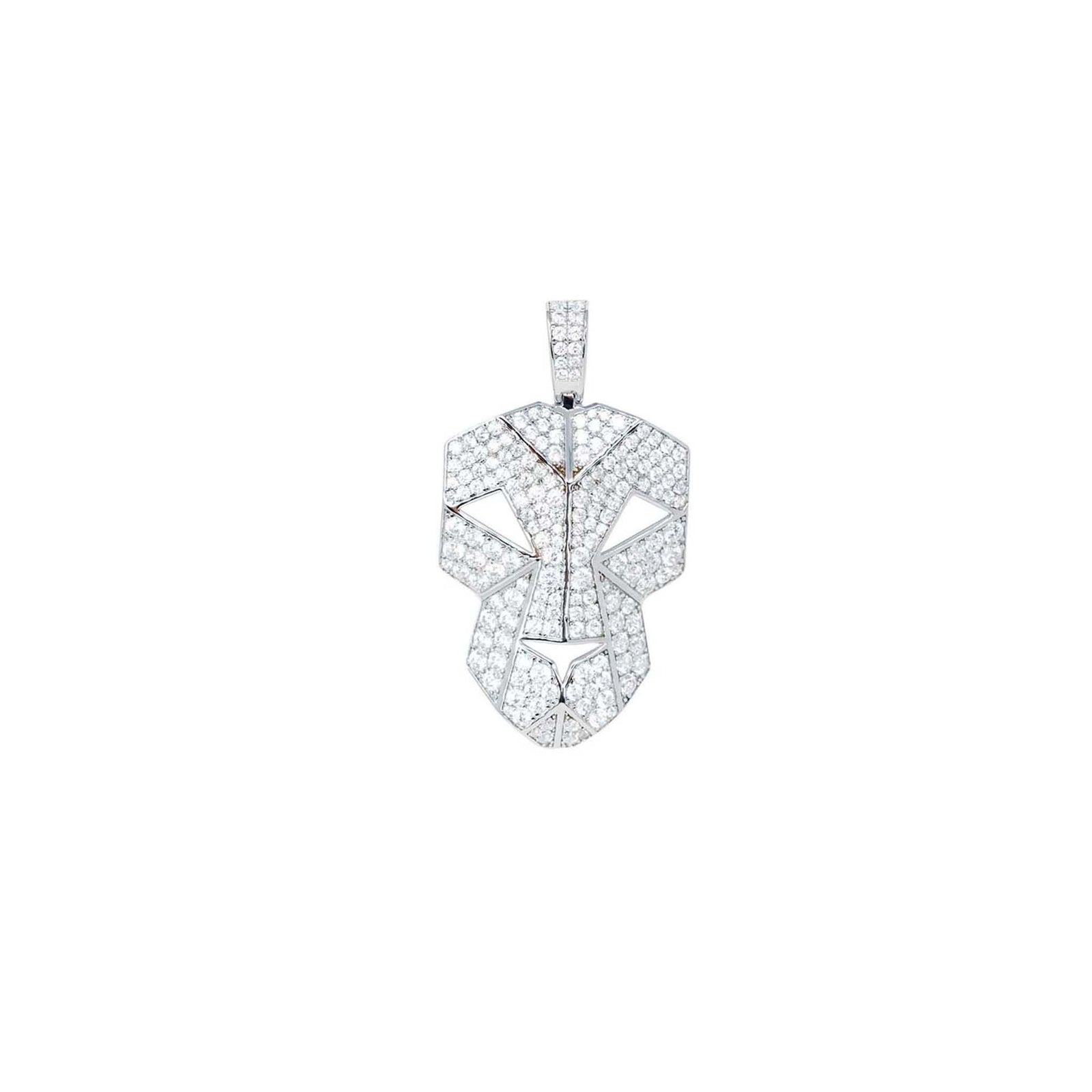 Iced Lion pendant 925 sterling silver plated with rhodium