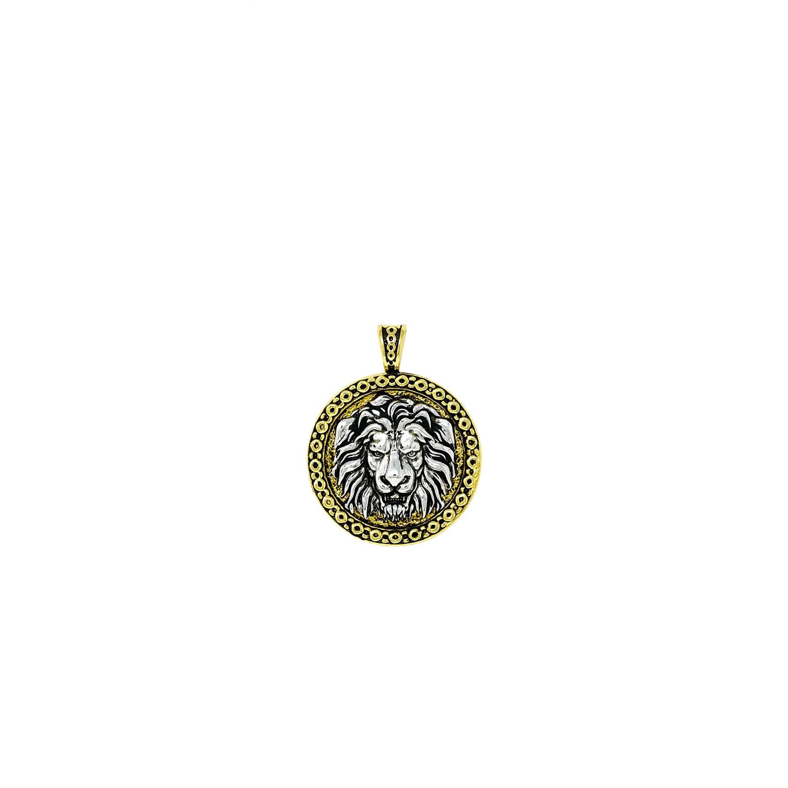 Lion pendant 925 sterling silver plated with 14k gold and rhodium