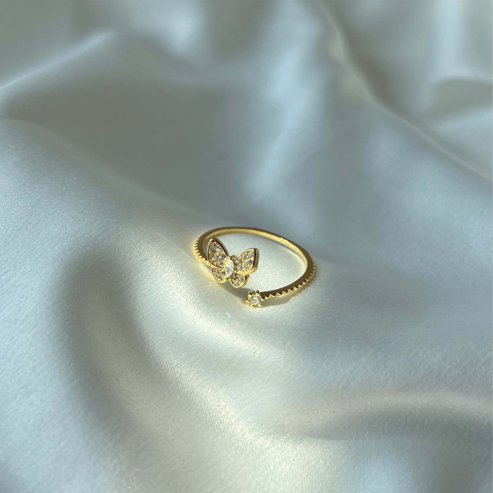 Butterfly Ring Sterling Silver Gold Plated
