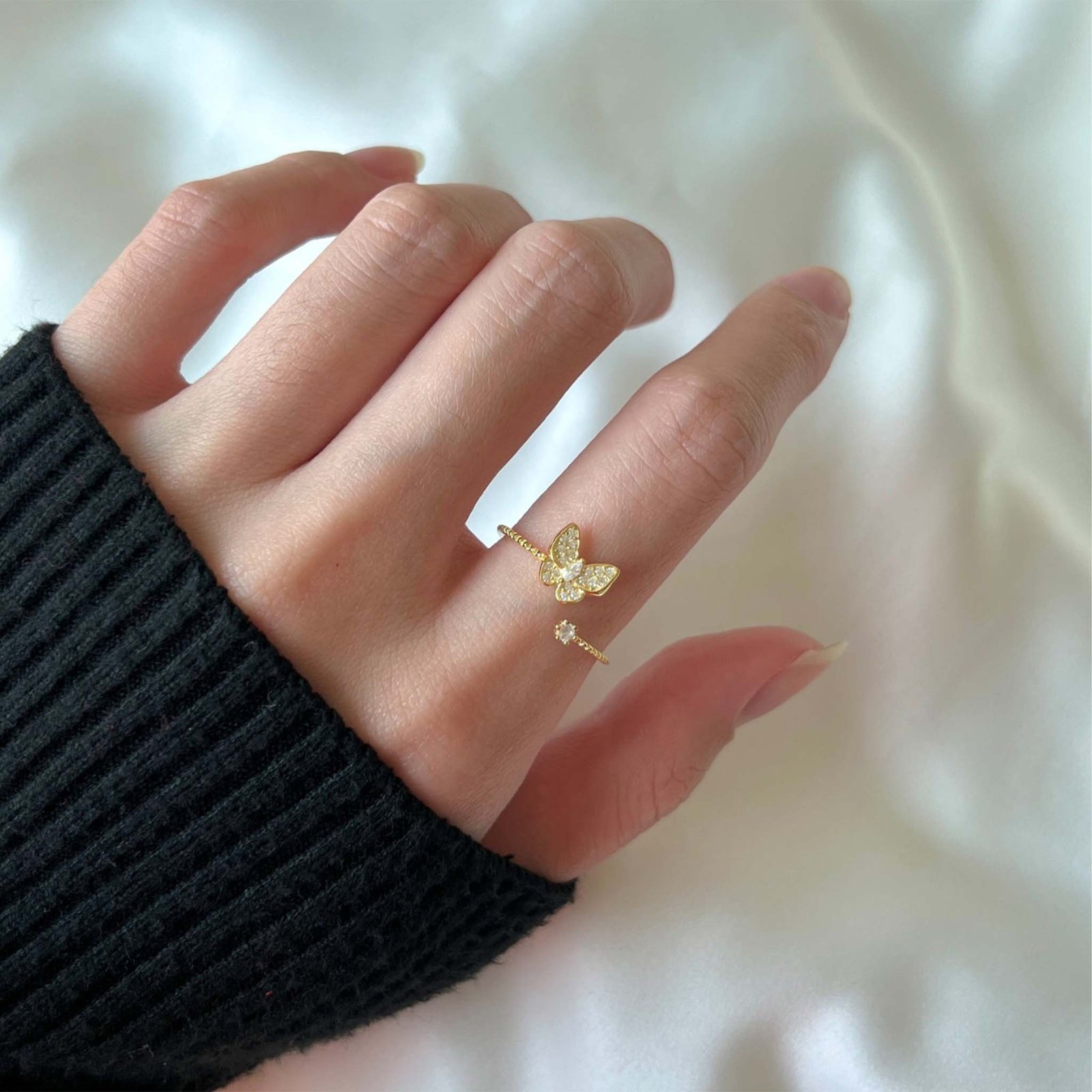 Butterfly Ring Sterling Silver Gold Plated