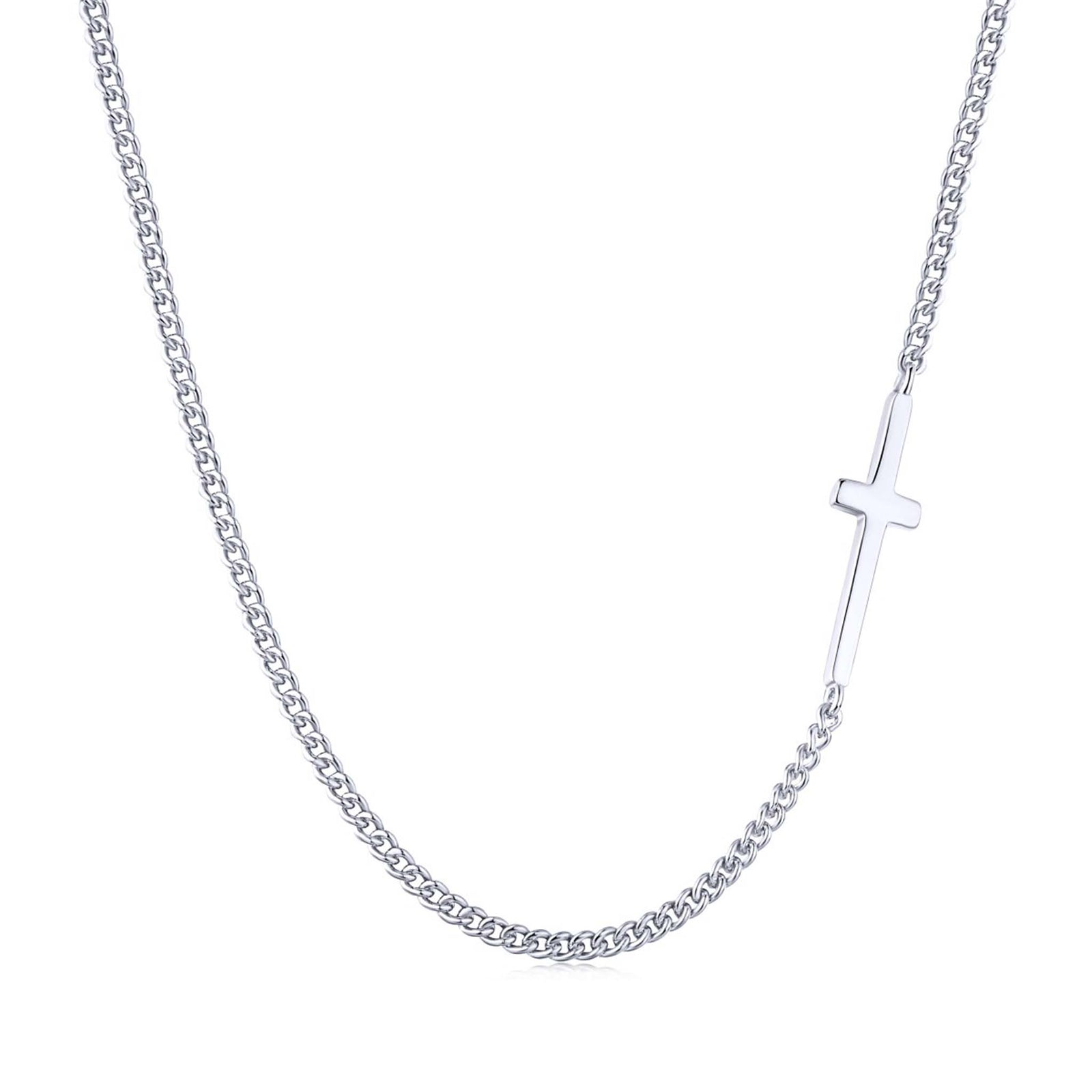 Cross Necklace Rhodium Plated Sterling Silver