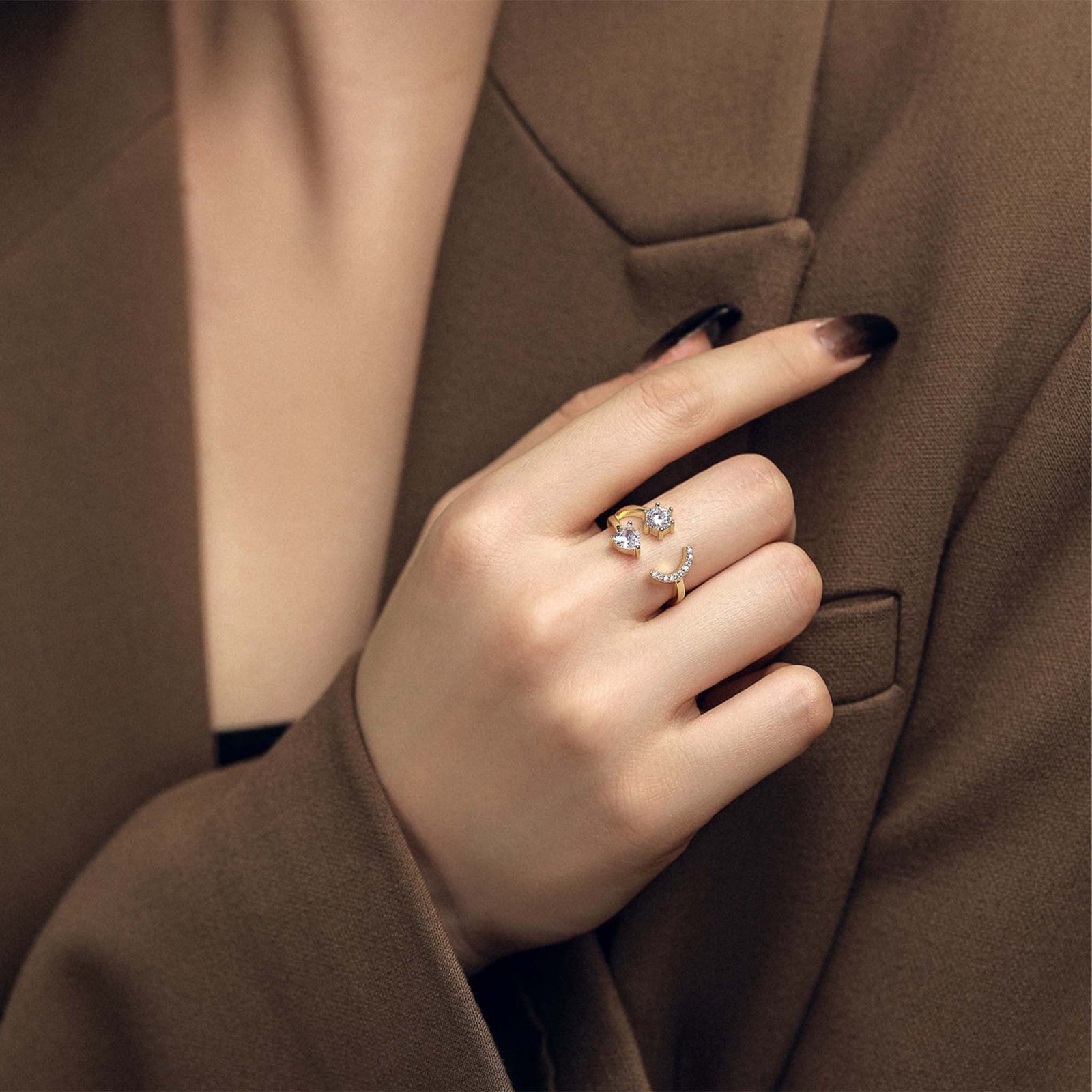 Smiley Face Ring 14K Gold Plated Sterling Silver