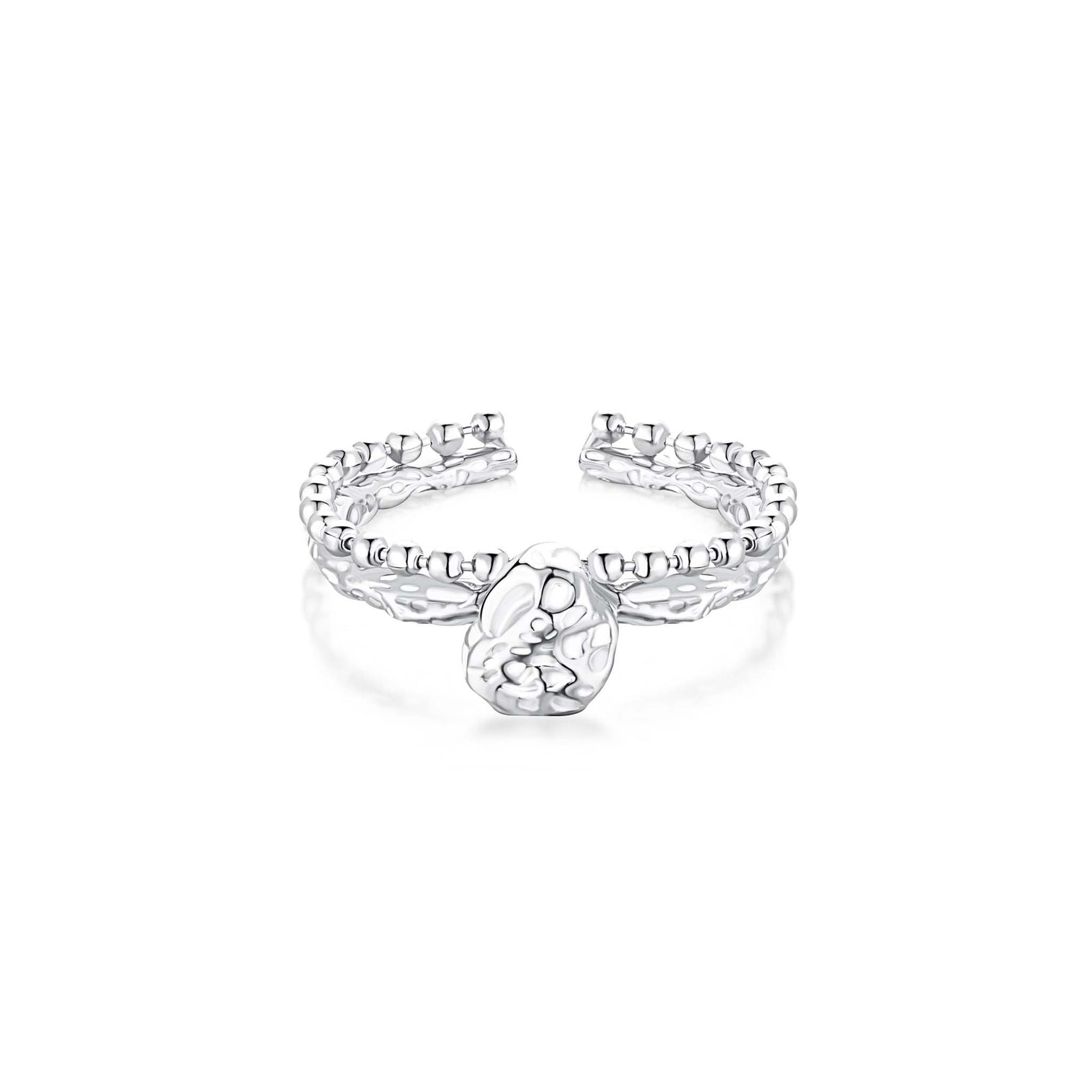 Meteorite Ring Rhodium Plated Sterling Silver
