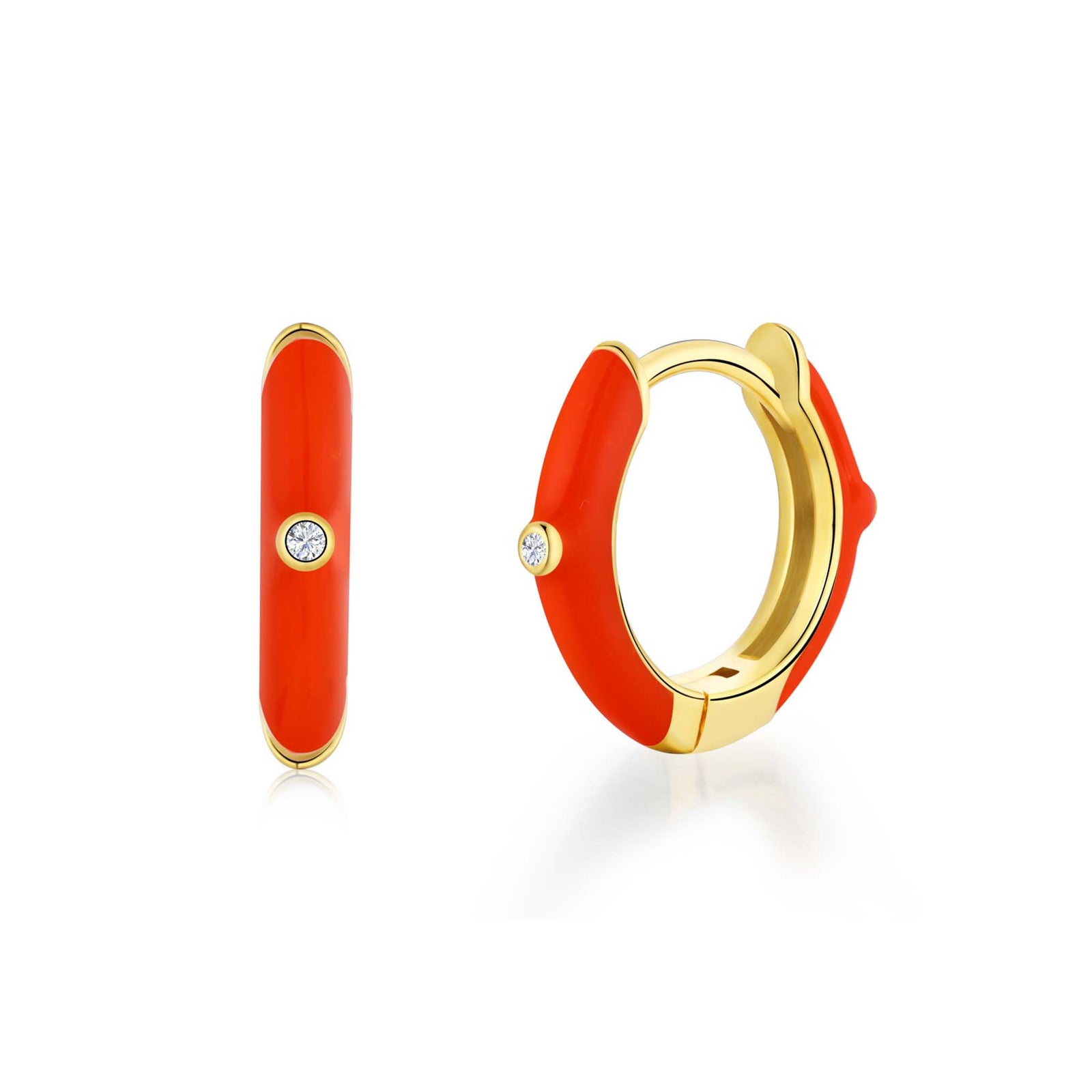 Orange Hoop Earrings Gold Plated Sterling Silver