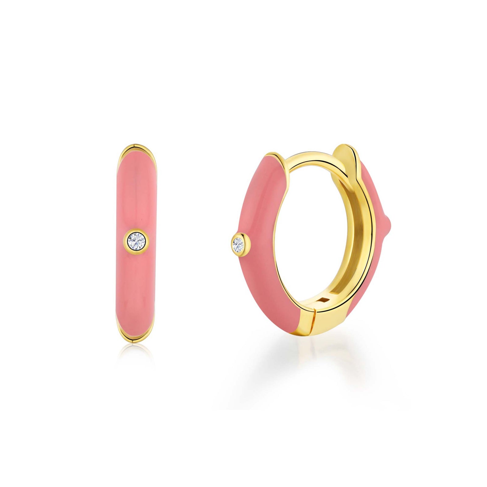 Pink Hoop Earrings Gold Plated Sterling Silver