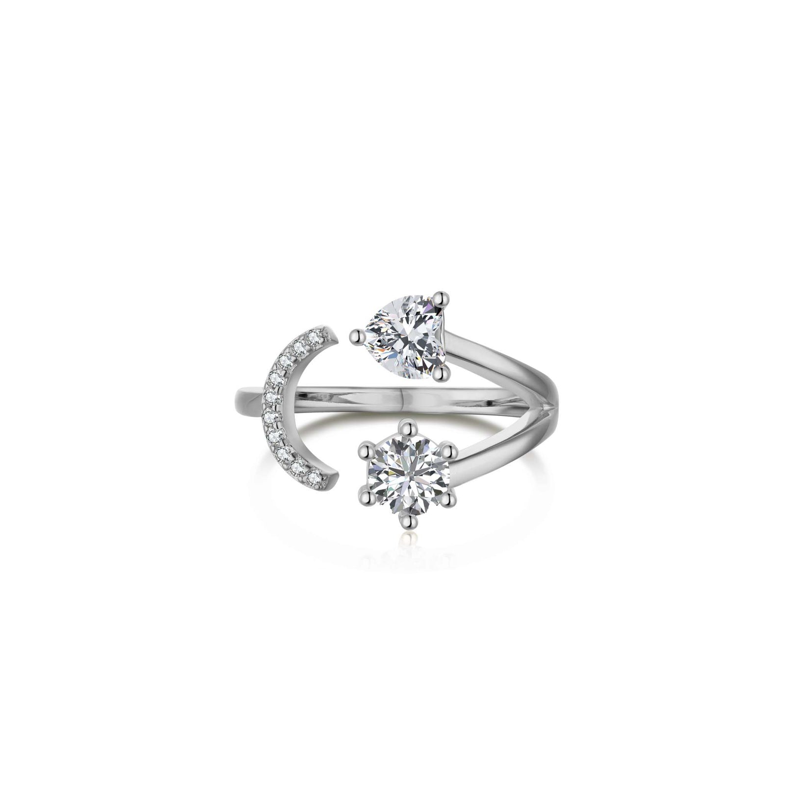Smiley Face Ring Rhodium Plated Sterling Silver