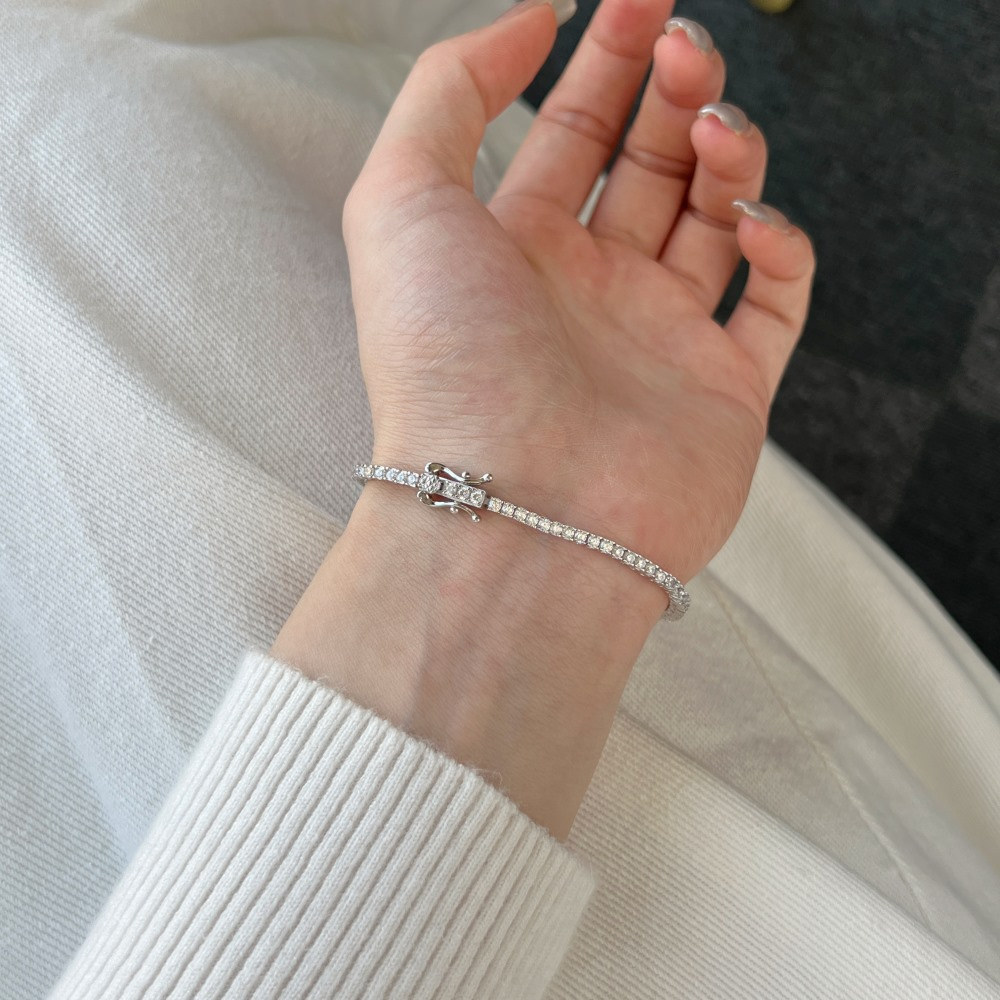 2mm Tennis Bracelet Rhodium Plated 925 Sterling Silver
