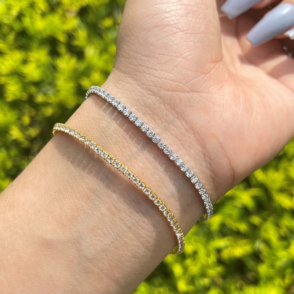 3mm Tennis Bracelet Gold Plated Sterling Silver