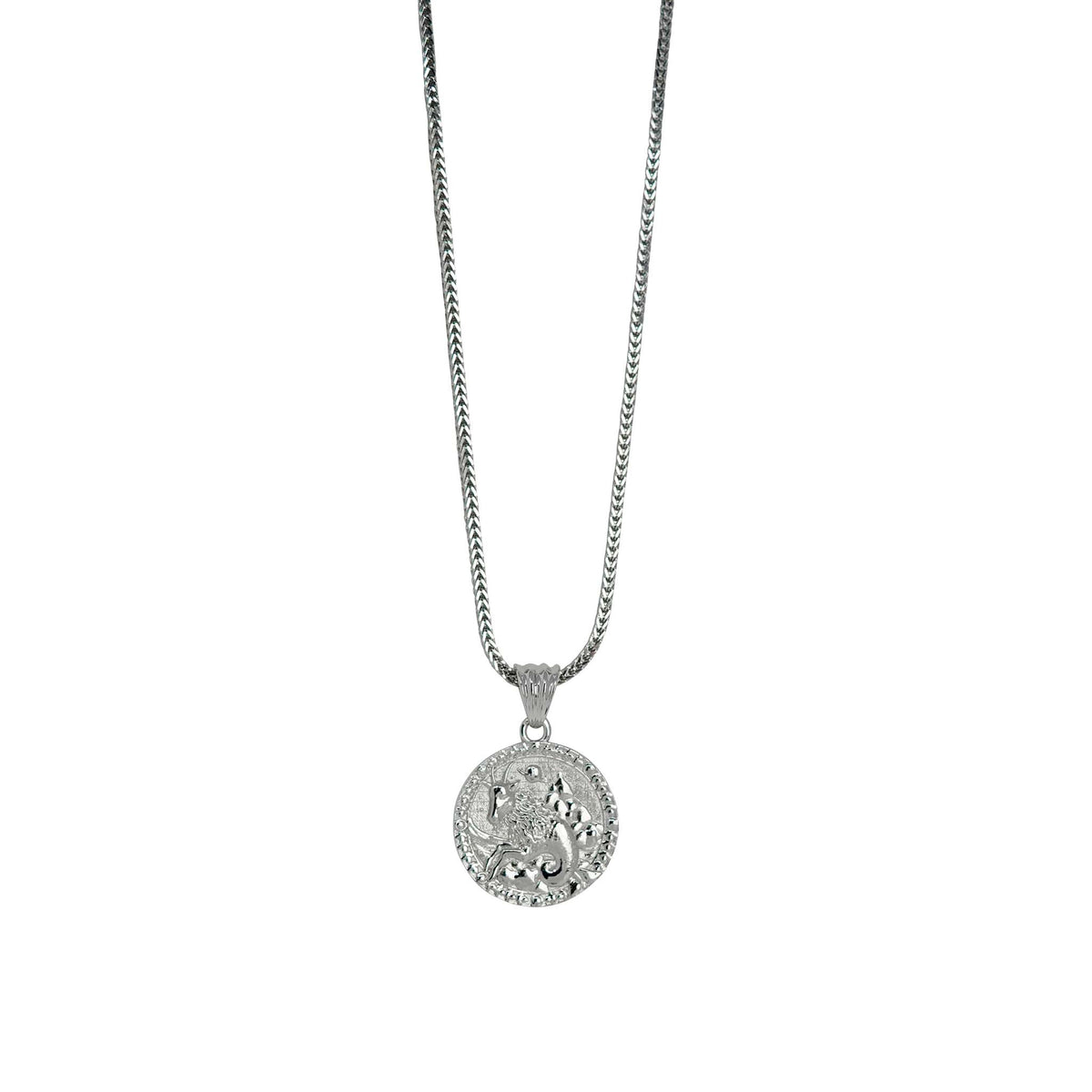 Capricorn Zodiac Necklace – Sterling Silver Medallion Pendant