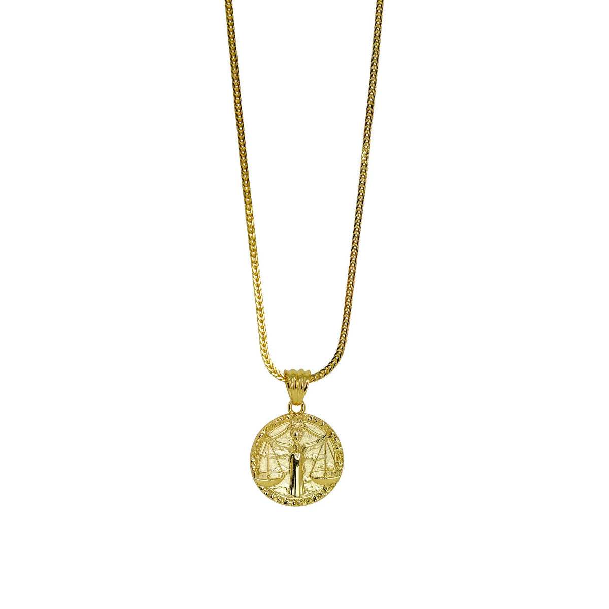 Libra Zodiac Necklace - Gold Plated Sterling Silver Medallion