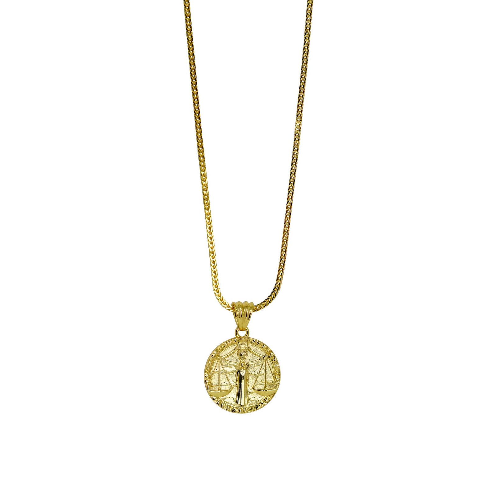 Libra Zodiac Necklace - Gold Plated Sterling Silver Medallion