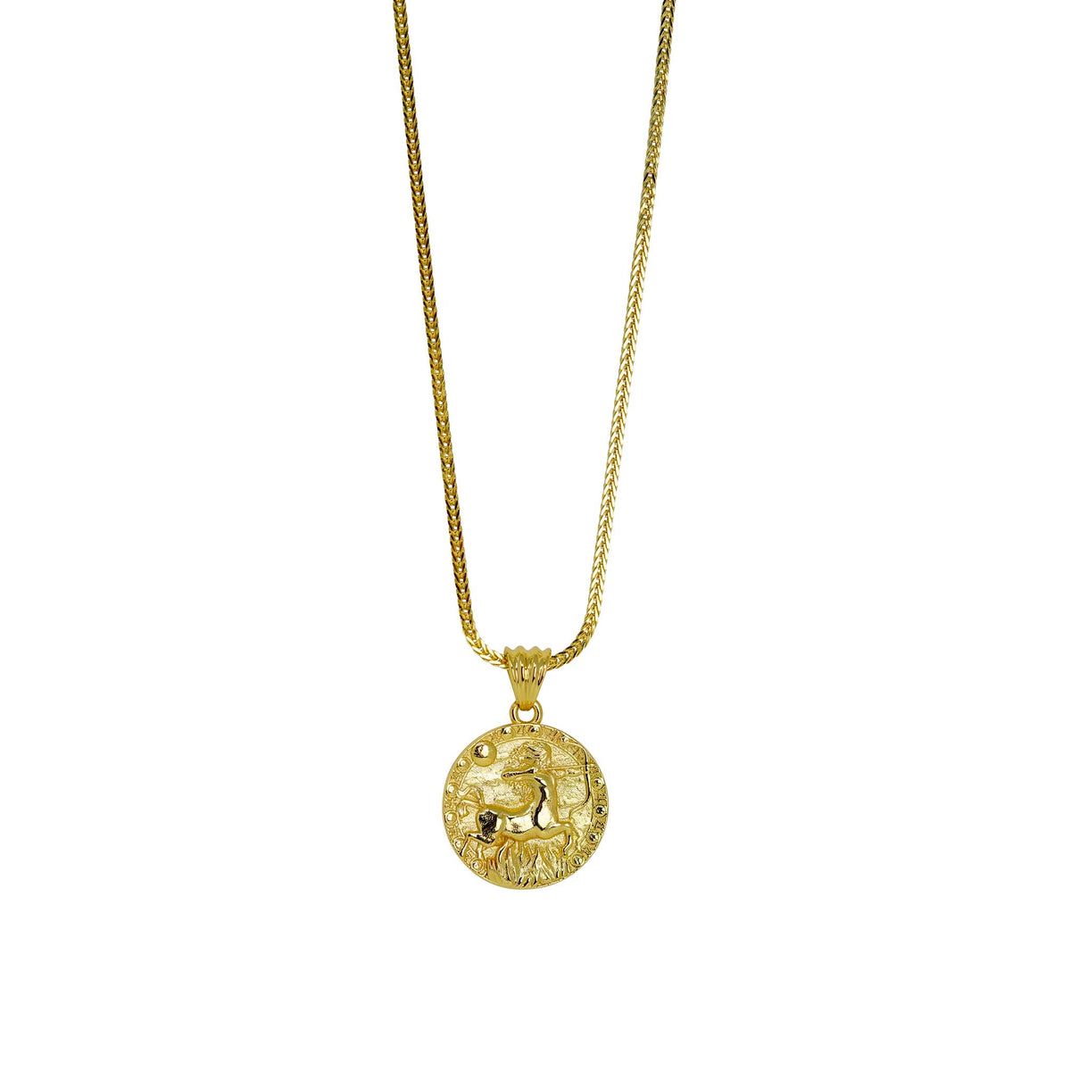 Sagittarius Zodiac Necklace – Gold Plated Sterling Silver Medallion