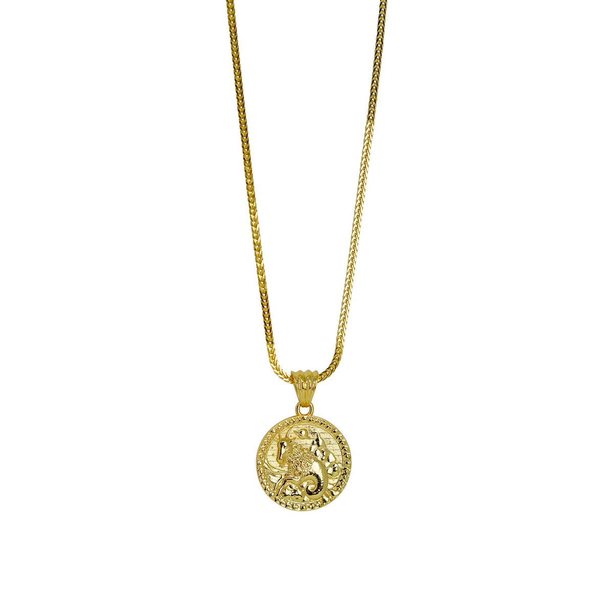 Capricorn Zodiac Necklace - Gold Plated Sterling Silver Medallion