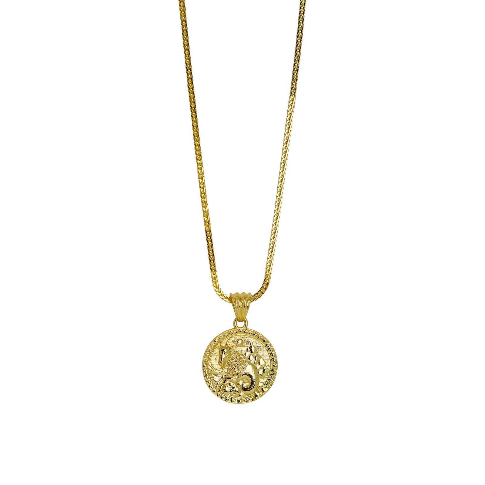 Capricorn Zodiac Necklace - Gold Plated Sterling Silver Medallion