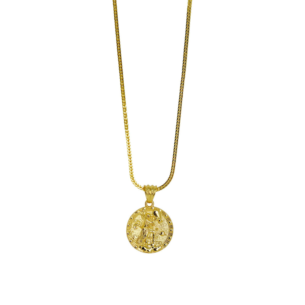 Aquarius Zodiac Necklace - Gold Plated Sterling Silver Medallion