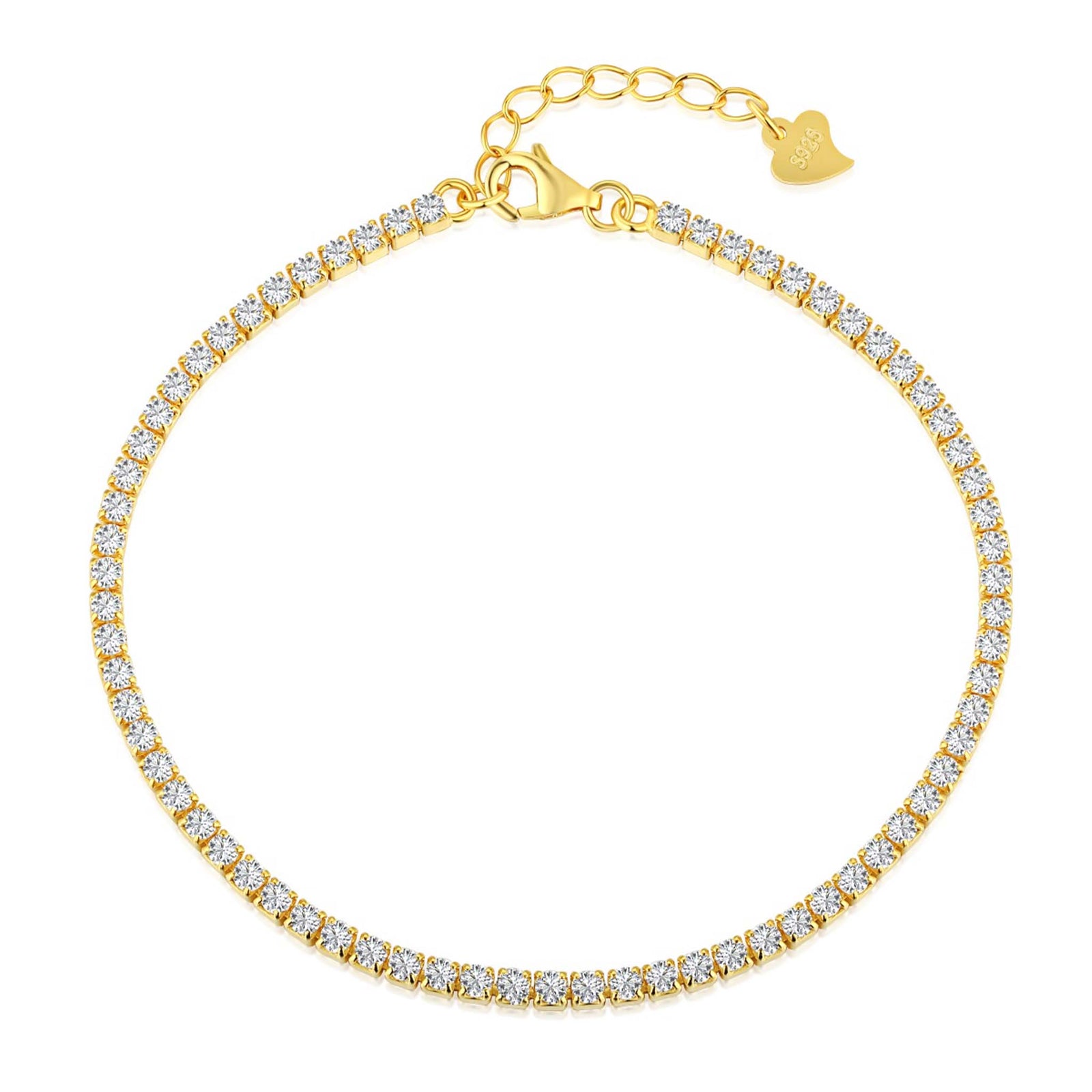 2mm Tennis Bracelet Gold Plated Sterling Silver