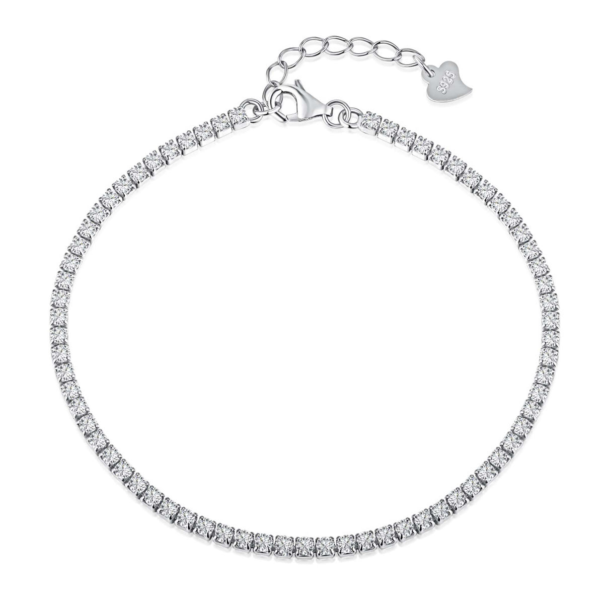 2mm Tennis Bracelet Rhodium Plated Sterling Silver