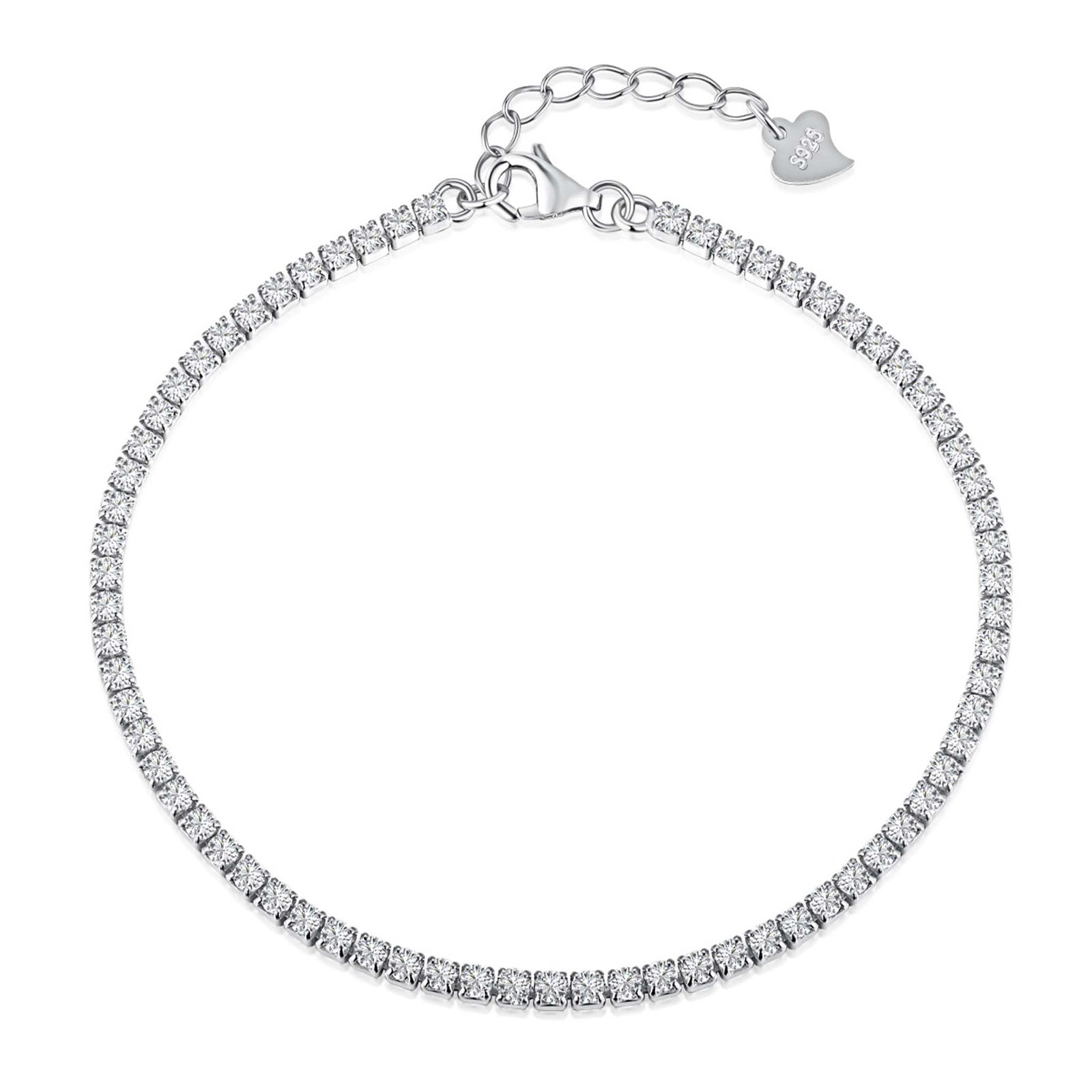 2mm Tennis Bracelet Rhodium Plated Sterling Silver