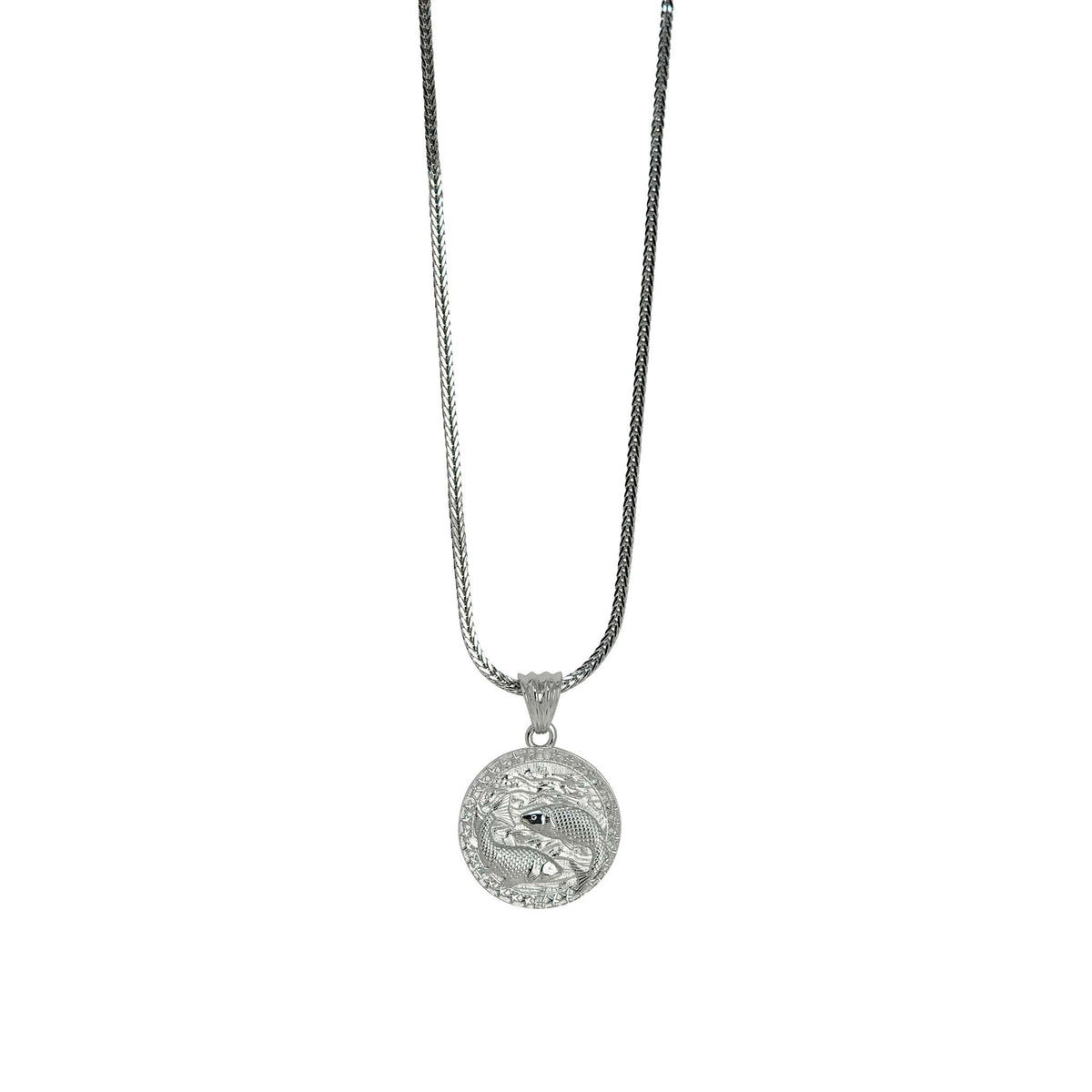 Pisces Zodiac Necklace – Sterling Silver Medallion Pendant
