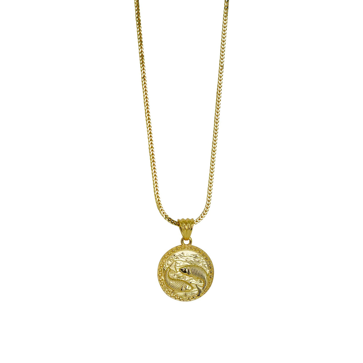 Pisces Zodiac Necklace - Gold Plated Sterling Silver Medallion