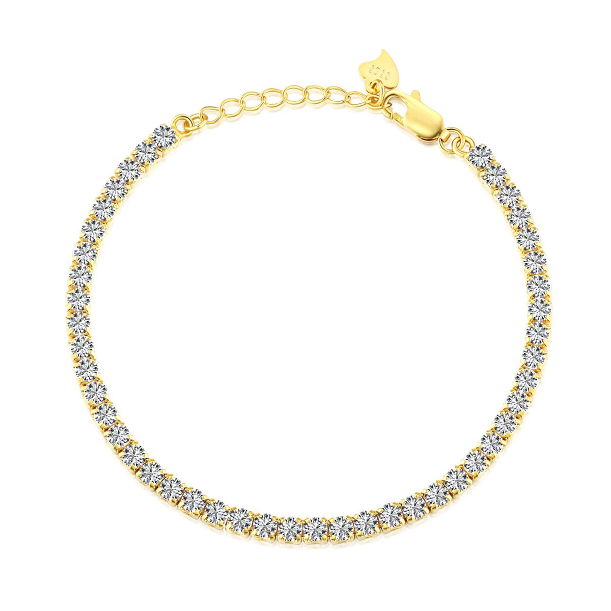 3mm Tennis Bracelet Gold Plated Sterling Silver