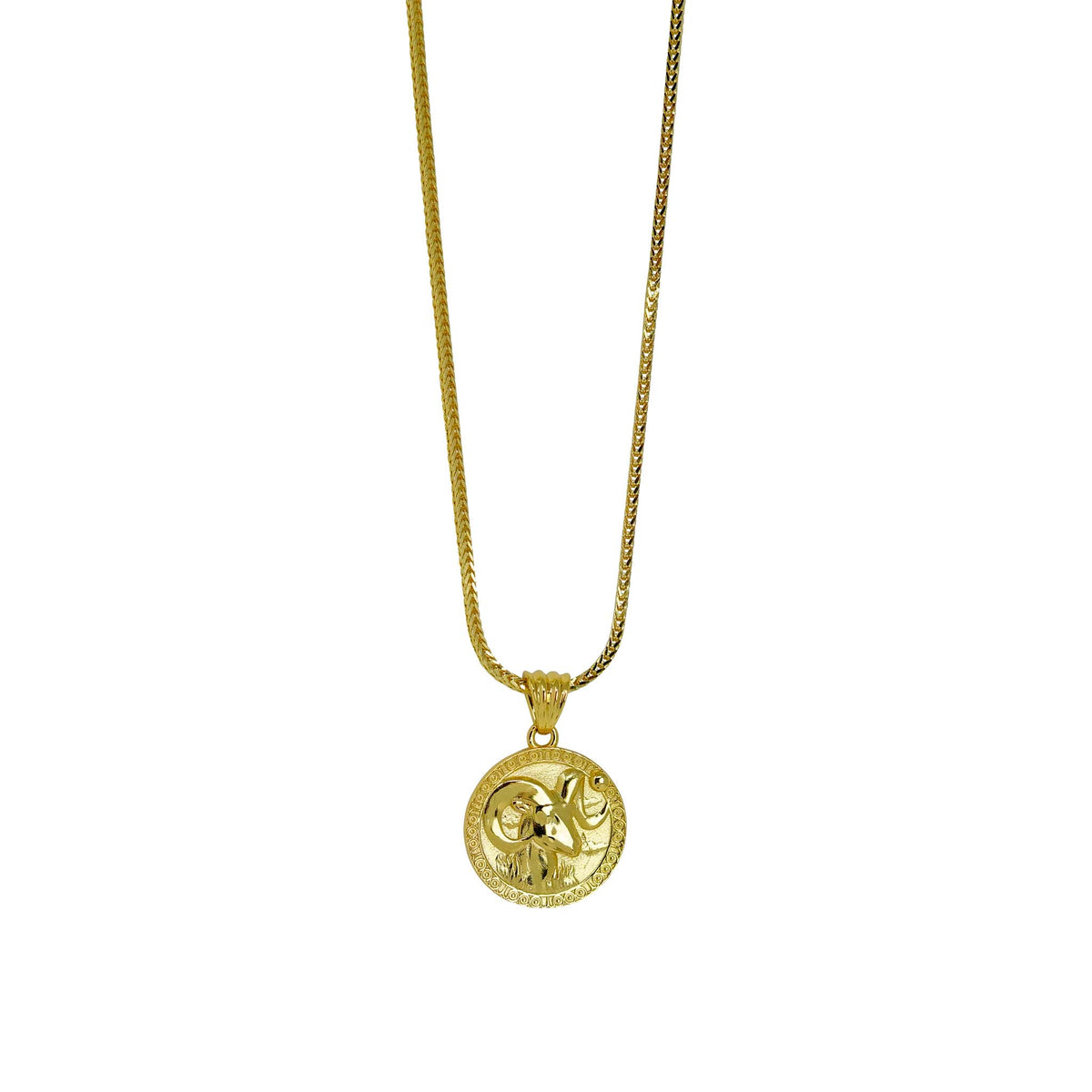 Aries  Zodiac Necklace - Gold Plated Sterling Silver Medallion