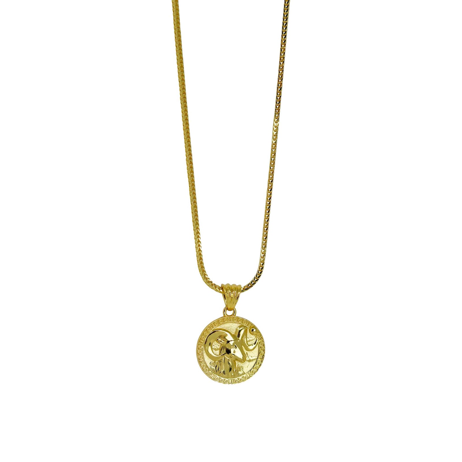 Aries  Zodiac Necklace - Gold Plated Sterling Silver Medallion