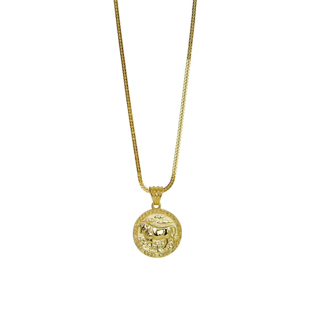 Taurus Zodiac Necklace - Gold Plated Sterling Silver Medallion