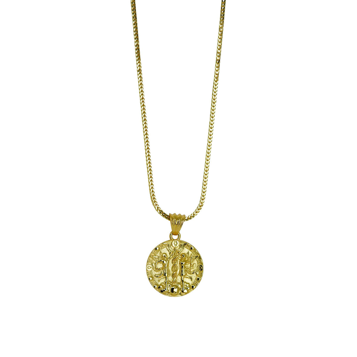 Gemini Zodiac Necklace - Gold Plated Sterling Silver Medallion