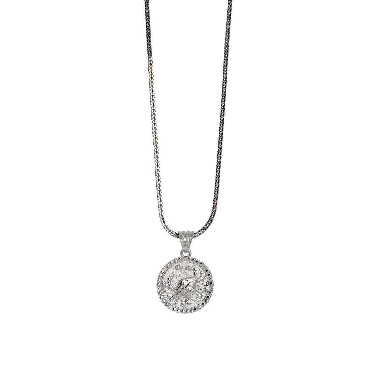 Cancer Zodiac Necklace – Sterling Silver Medallion Pendant