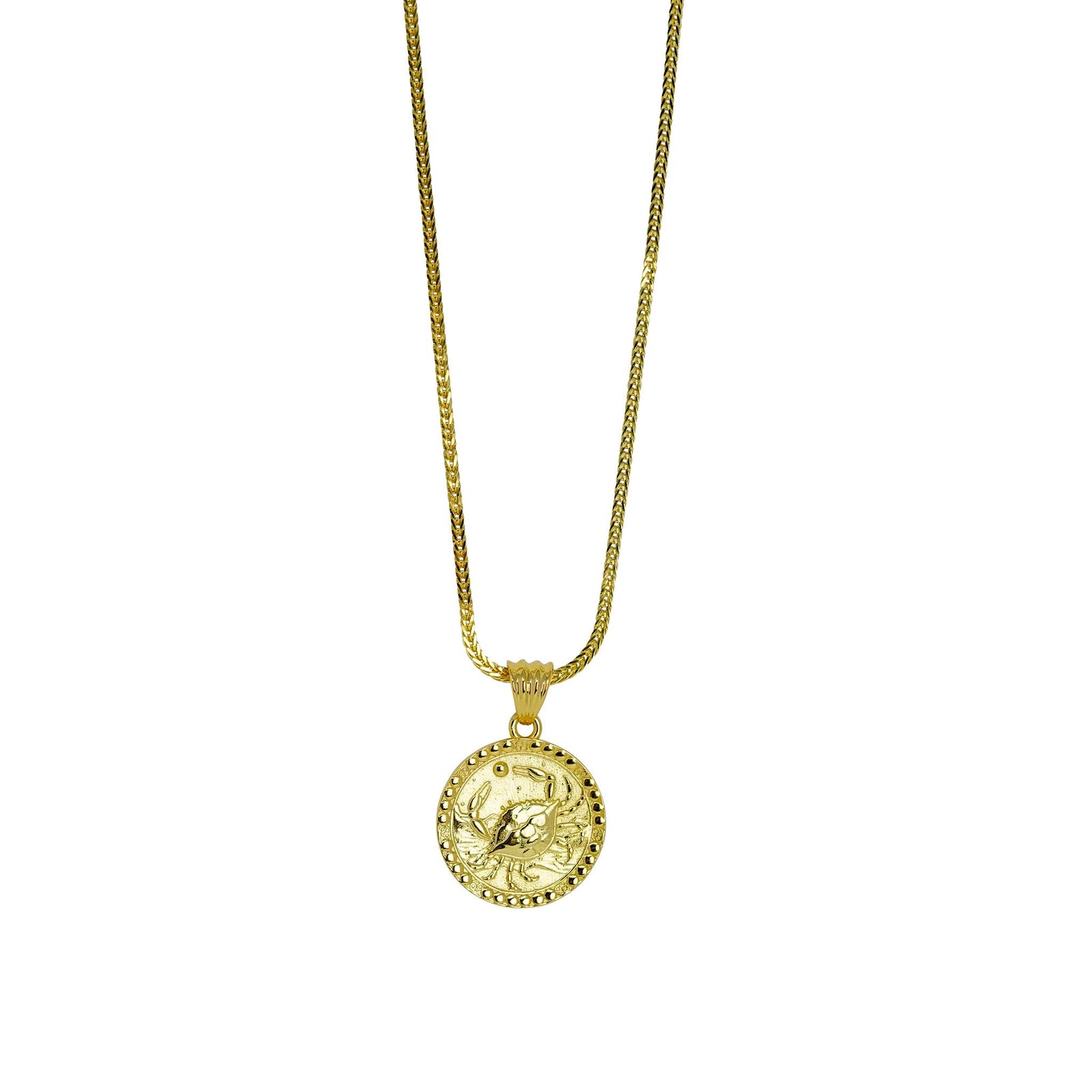 Cancer Zodiac Necklace - Gold Plated Sterling Silver Medallion