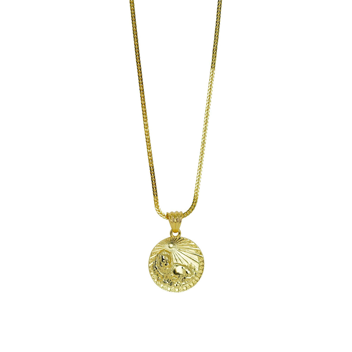 Leo Zodiac Necklace - Gold Plated Sterling Silver Medallion