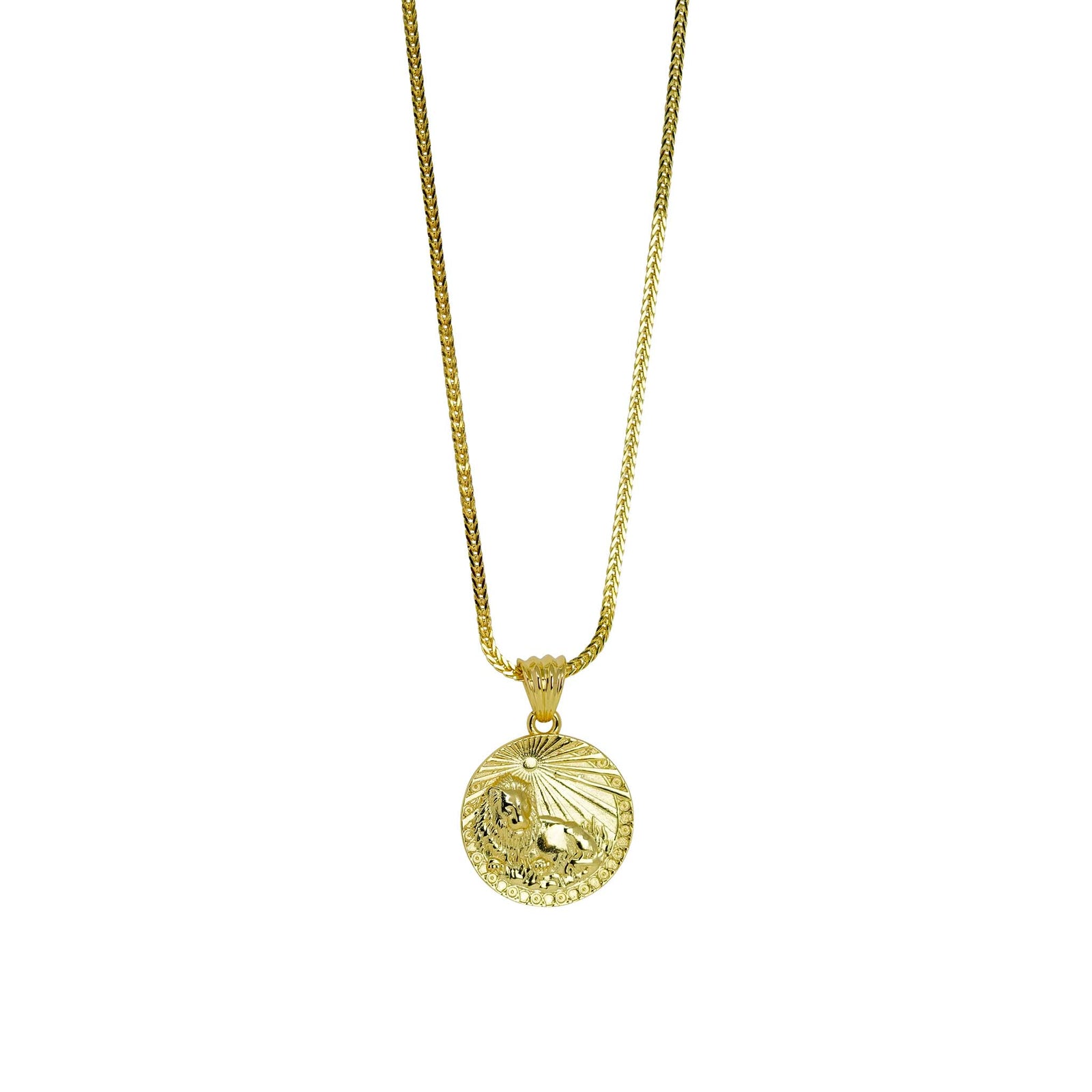 Leo Zodiac Necklace - Gold Plated Sterling Silver Medallion