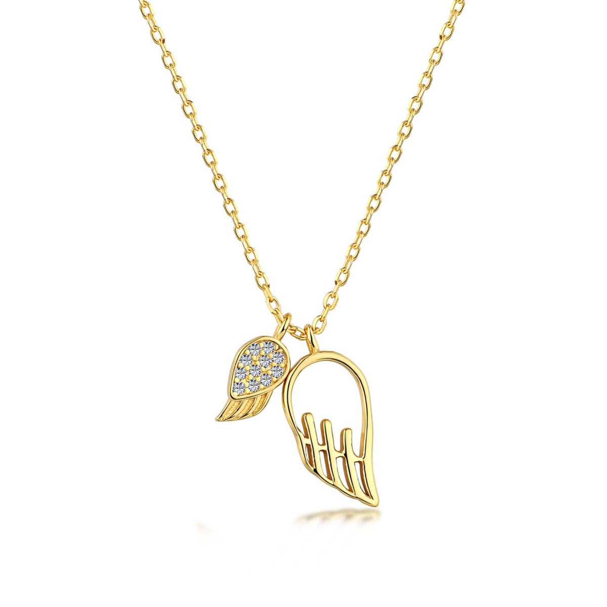 Angel Wings Pendants necklace Gold Plated Sterling Silver