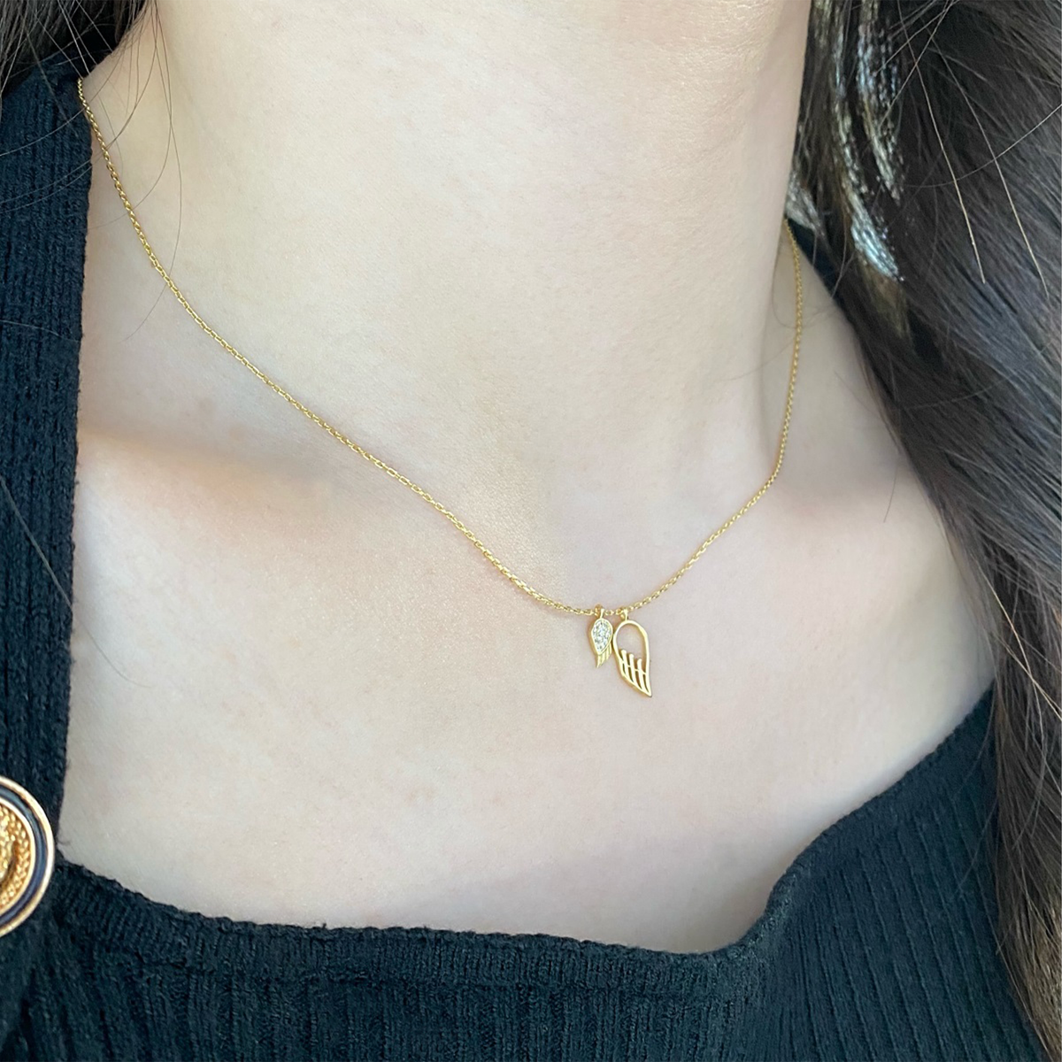 Angel Wings Pendants necklace Gold Plated Sterling Silver