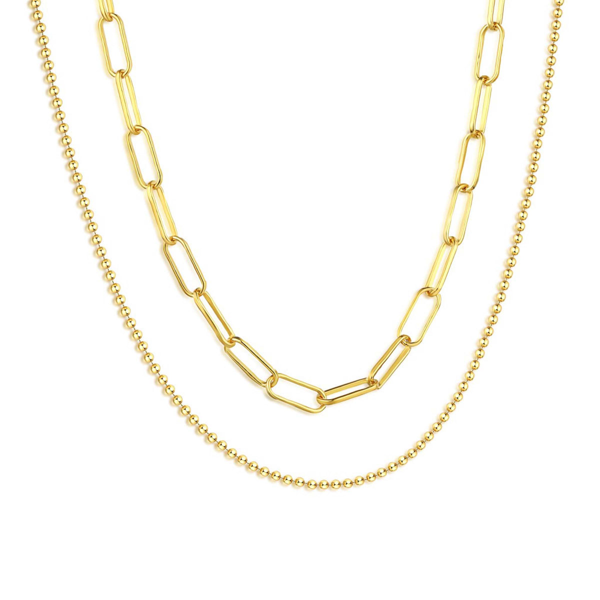 Double Layered Necklace Gold Plated Sterling Silver