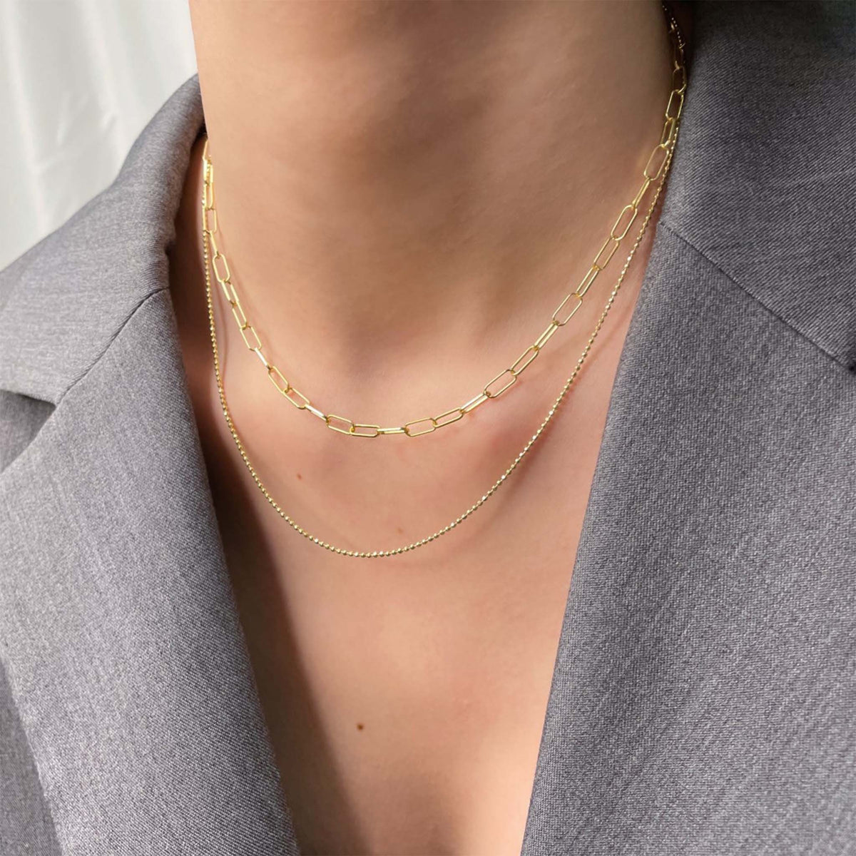 Double Layered Necklace Gold Plated Sterling Silver