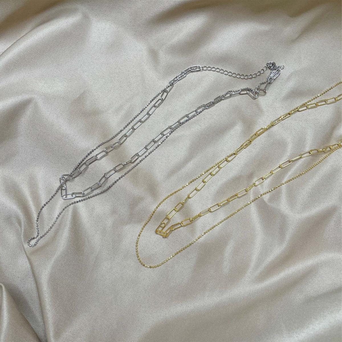 Double Layered Necklace Gold Plated Sterling Silver