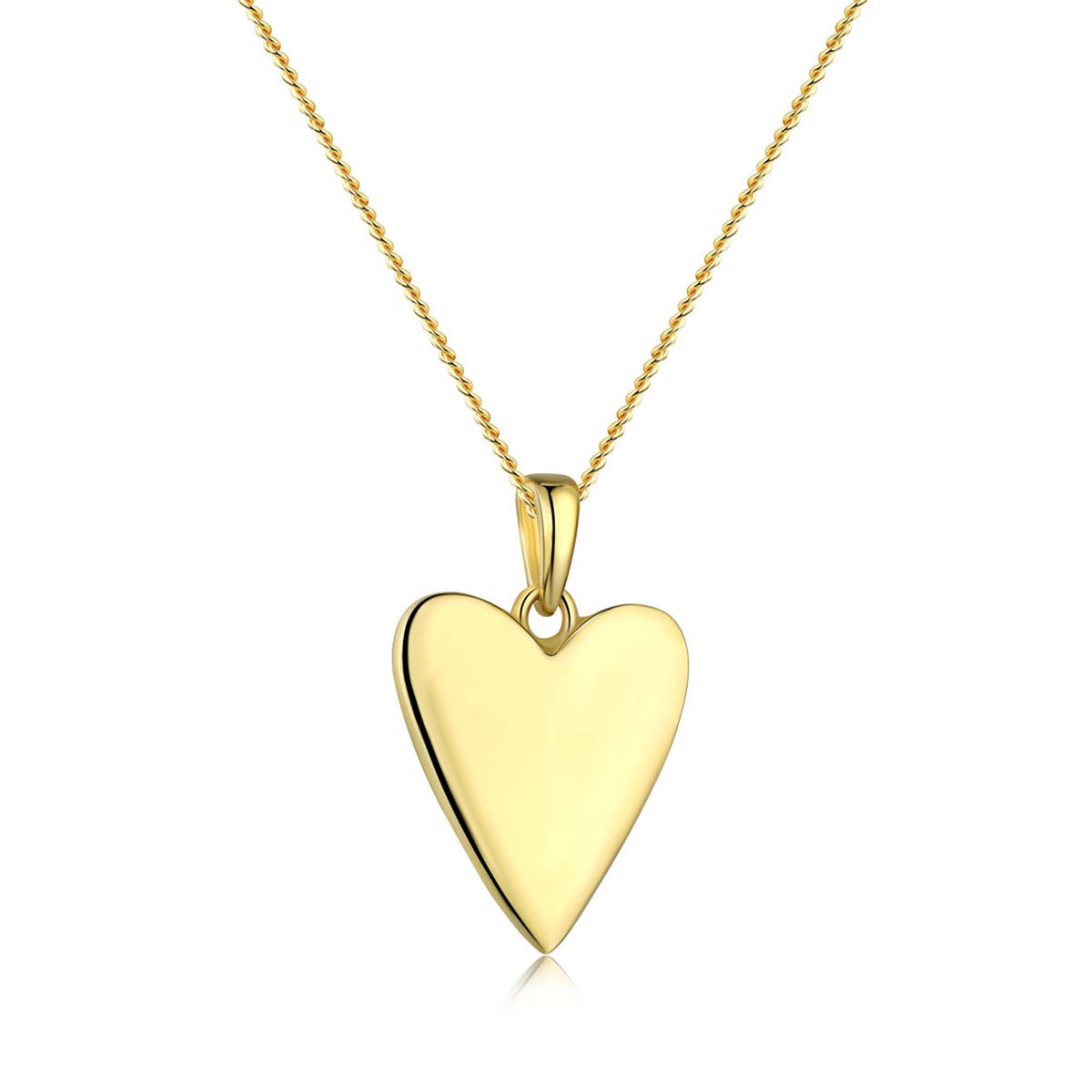 Heart Necklace Ready to be Engraved Gold Plated Sterling Silver
