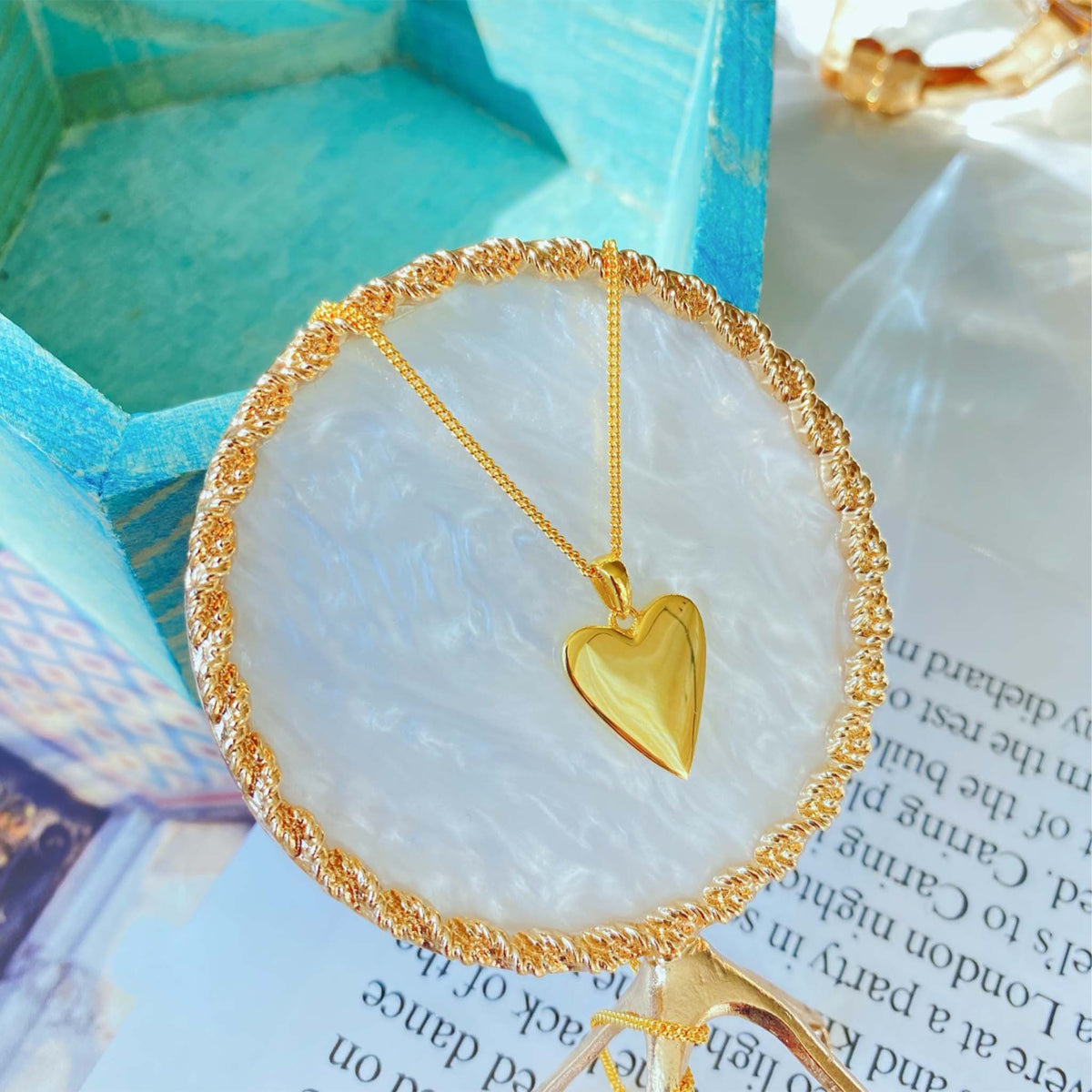 Heart Necklace Ready to be Engraved Gold Plated Sterling Silver