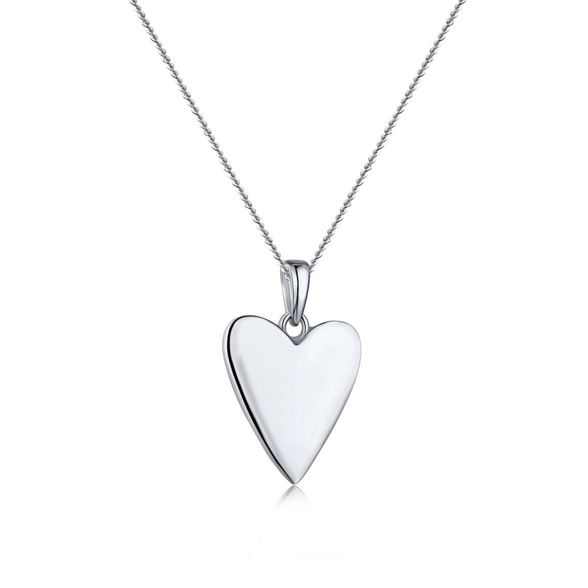 Heart Necklace Ready to be Engraved Rhodium Plated Sterling Silver