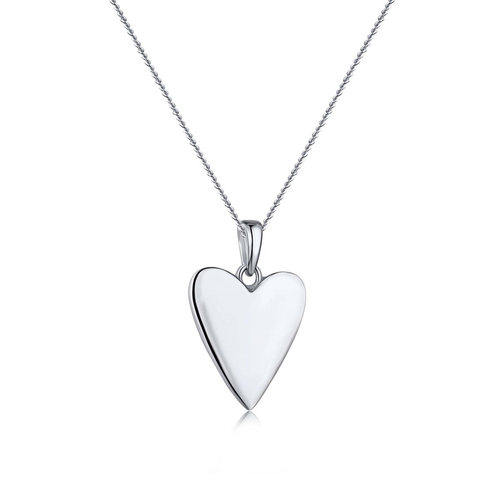 Heart Necklace Ready to be Engraved Rhodium Plated Sterling Silver