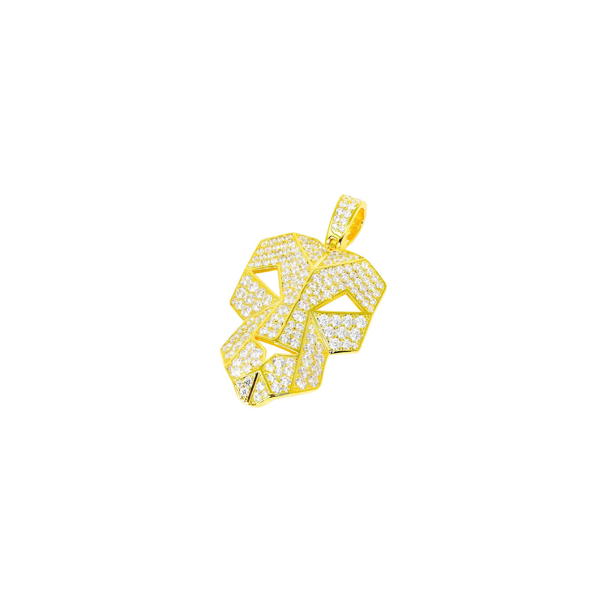 Iced Lion pendant 925 sterling silver plated with 14k gold