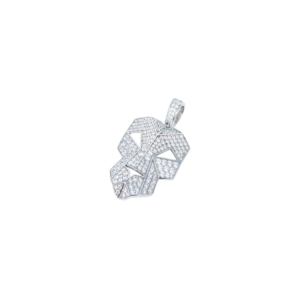 Iced Lion pendant 925 sterling silver plated with rhodium